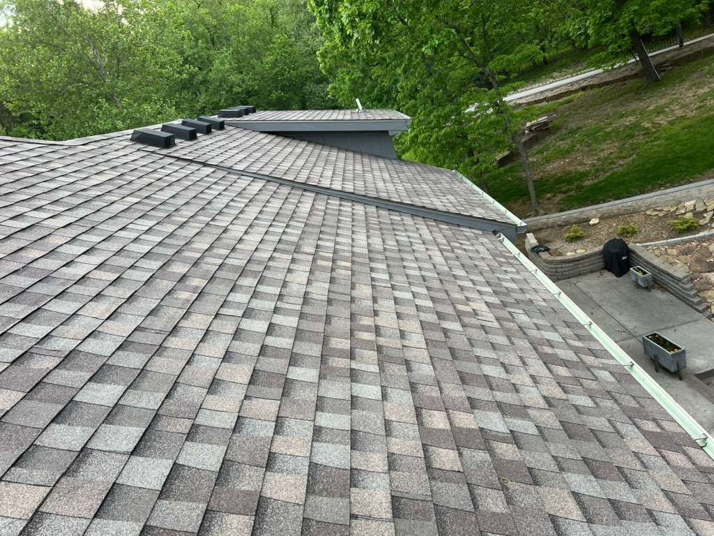 Shingle roof with ridge vents